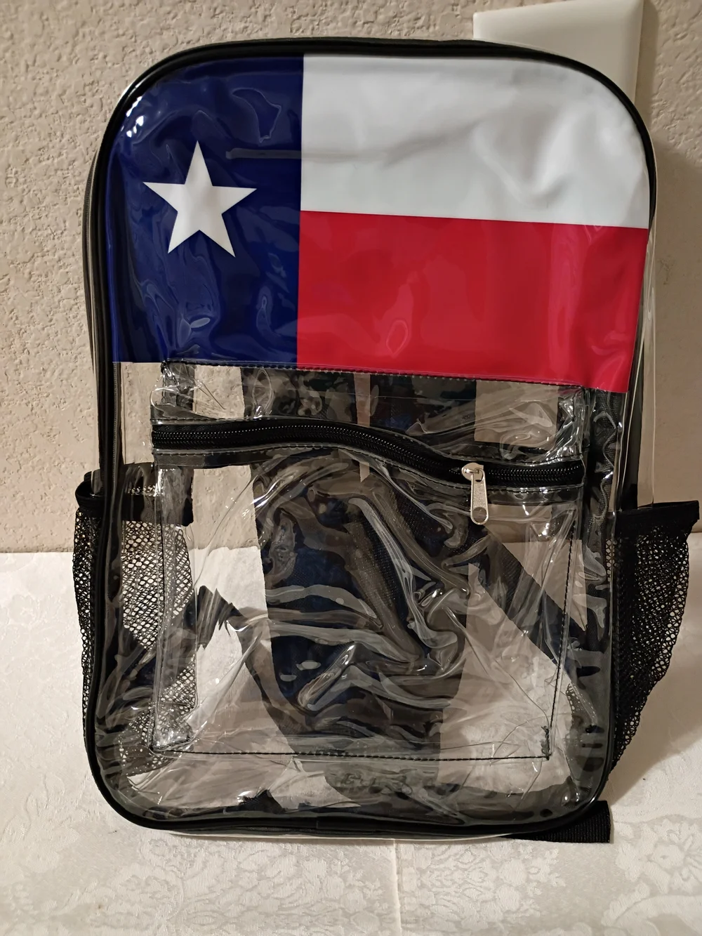 Clear Lone Star Texas State Flag Stadium Backpack  Blue, Red, White NWT